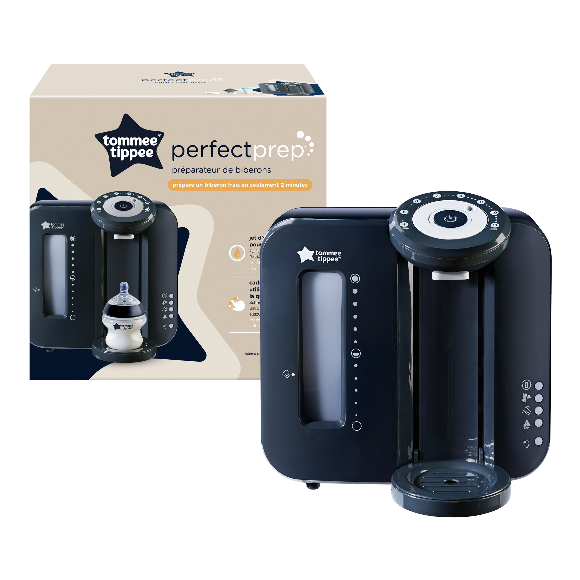 Tommee Tippee Perfect Prep přístroj na přípravu kojeneckého mléka, černý